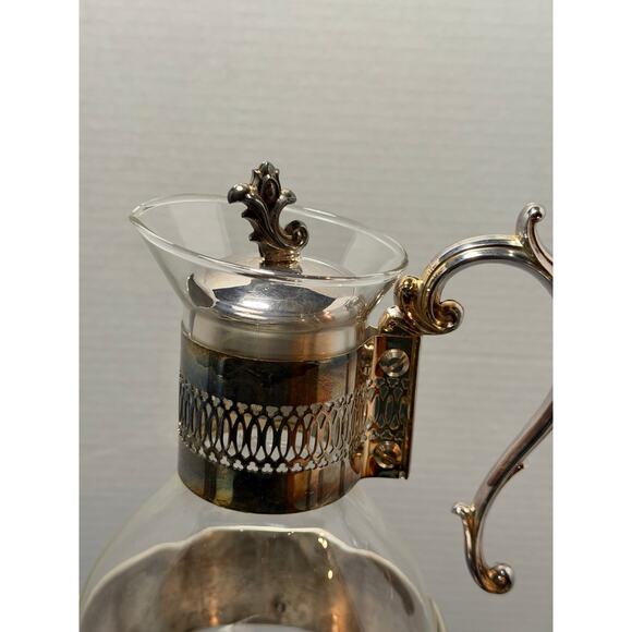 FB Rogers Glass Tea Coffee Pot Corning Carafe with Lid and Metal Warming Stand - Picture 8 of 8